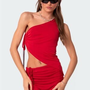 Edikted Frankie Asymmetric Drawstring Top